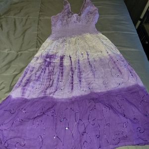 Ladies sun dress, size XL, purple and white